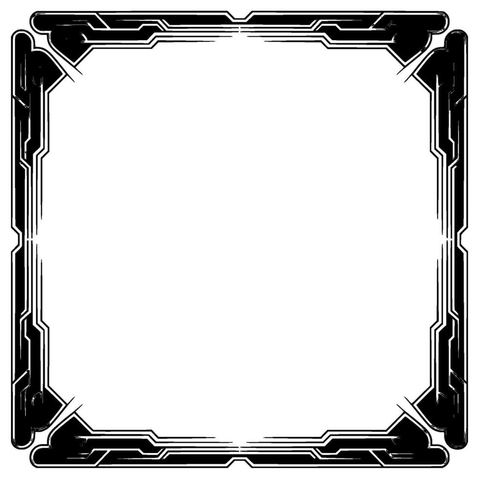 Art Deco Frame, Geometric Border, Black Silver on White, Decorative vector