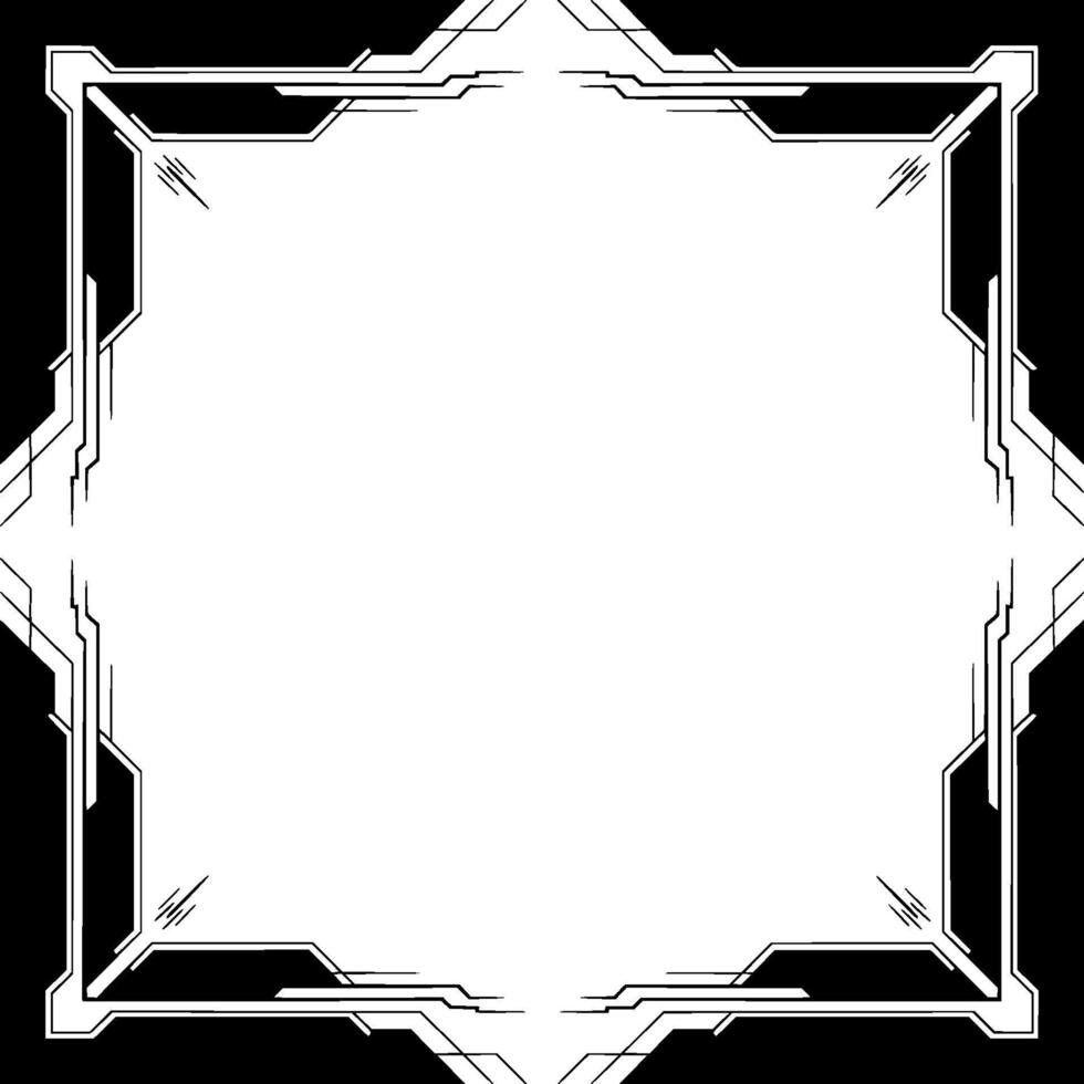 Futuristic Tech Frame Geometric Border on White, Illustration vector