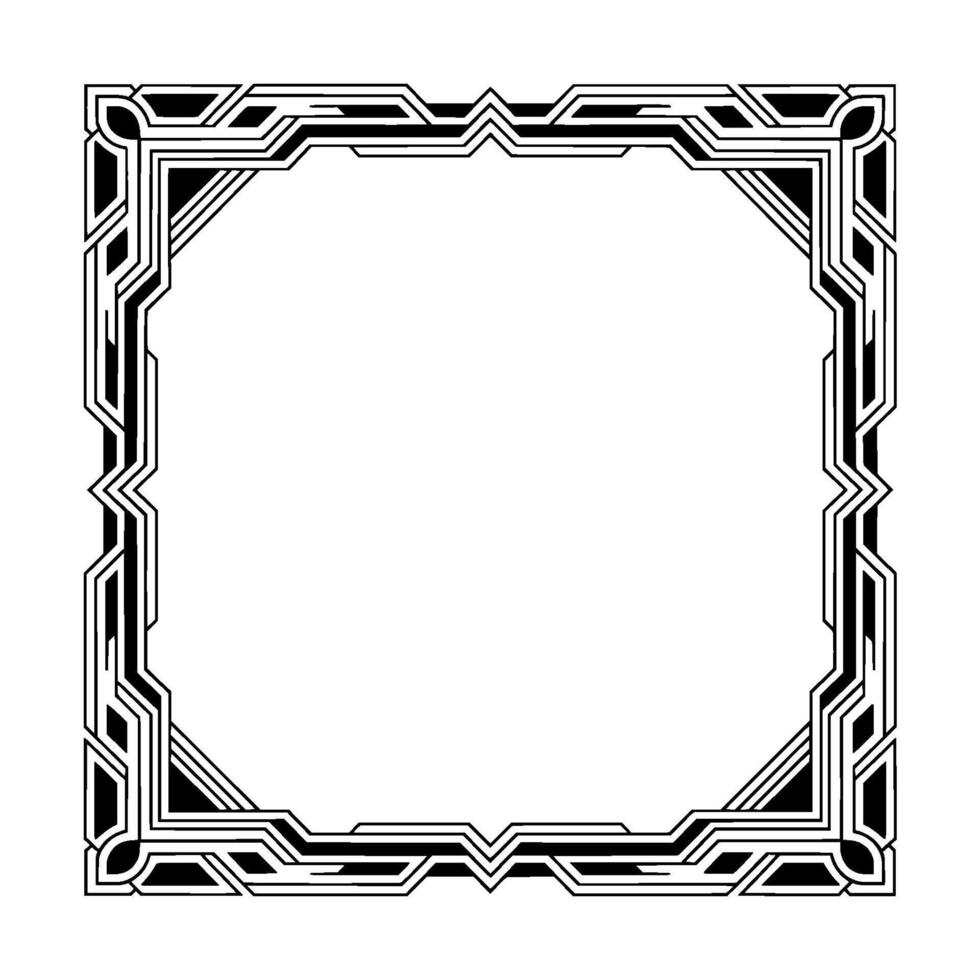 Art Deco Frame Geometric Border in Black White, Isolated - Art deco vector