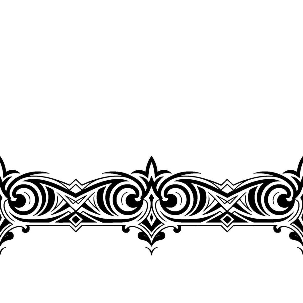 Ornate Black Scroll Border on White, Decorative Pattern vector
