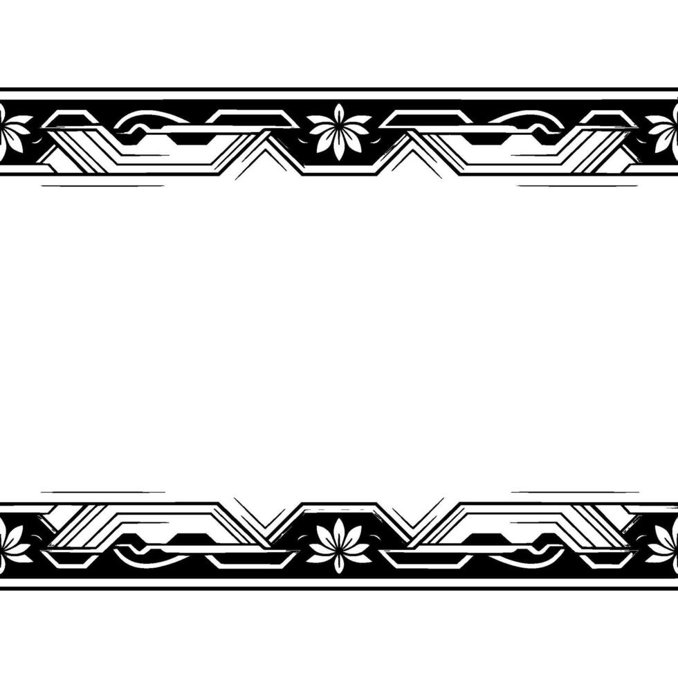 Geometric Art Deco Border With Floral Accents on White Background vector