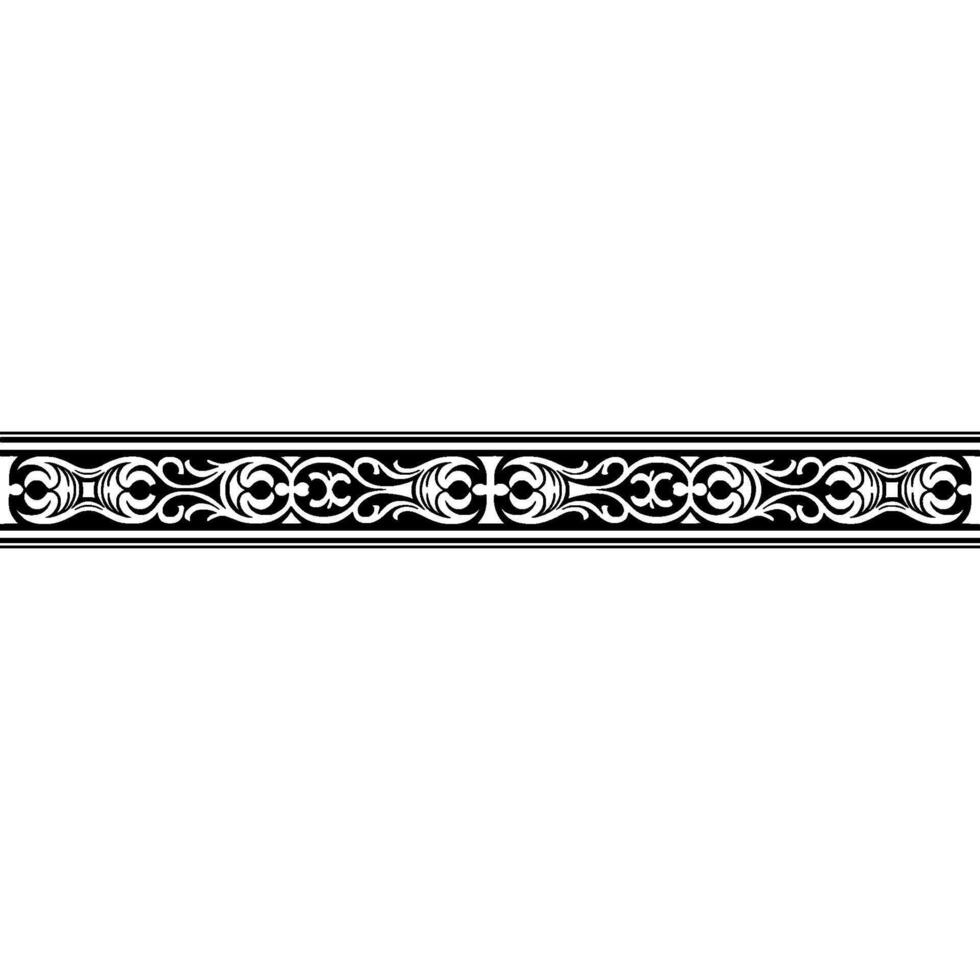 Elegant Black and White Scroll Border, , Decorative Element vector