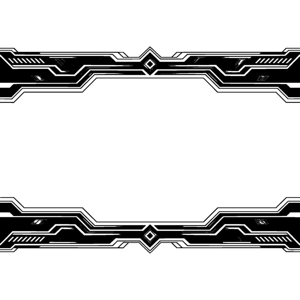 Futuristic Tech Frame Template, Black and Silver Geometric, Blank Space vector