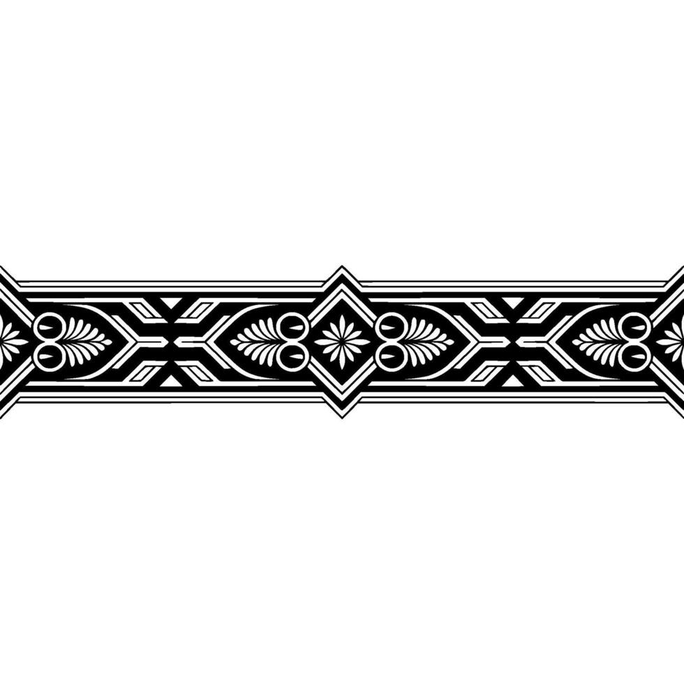 Black and White Decorative Border, Minimalist Floral Ornament vector