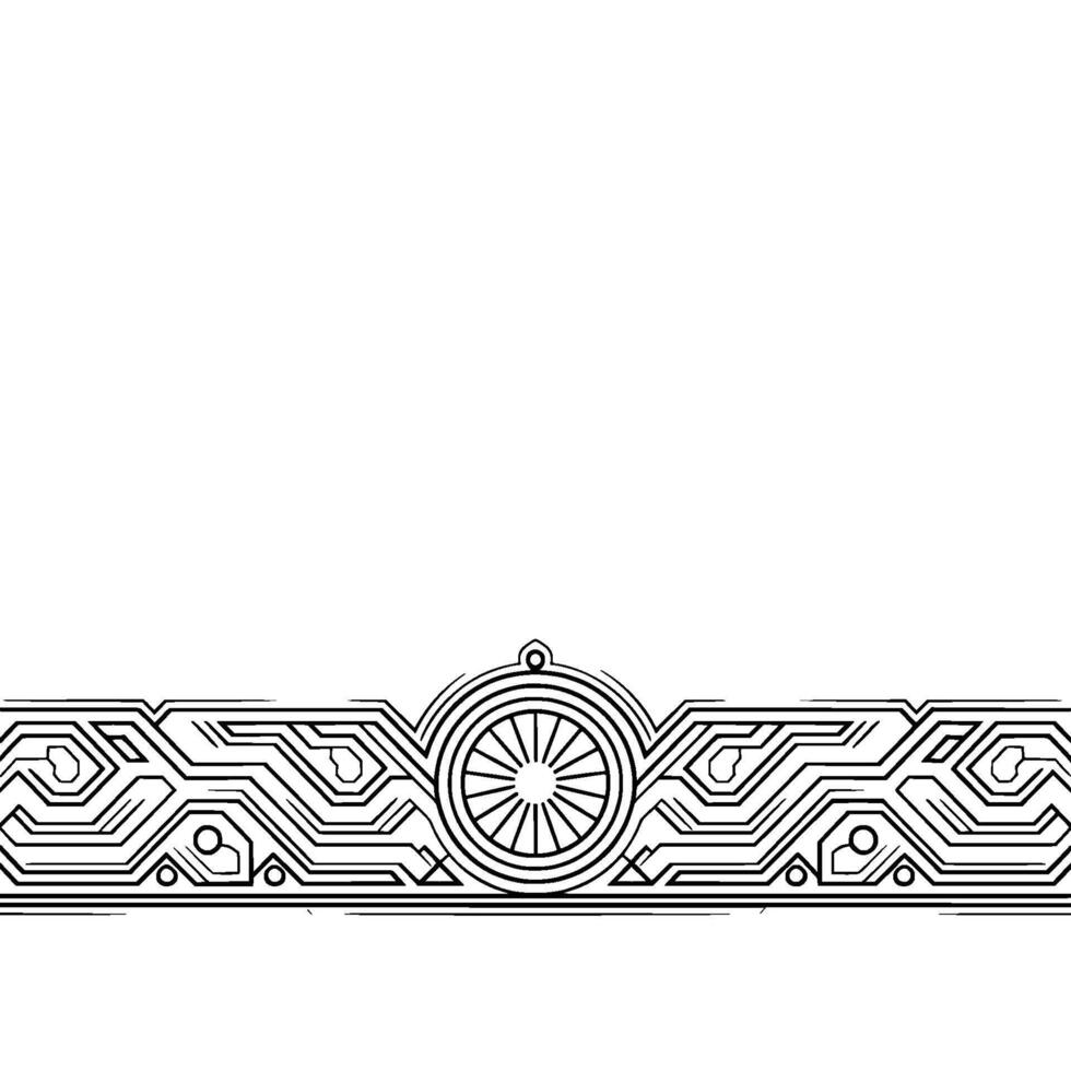Geometric Border Ornament in Monochrome Tech Element vector