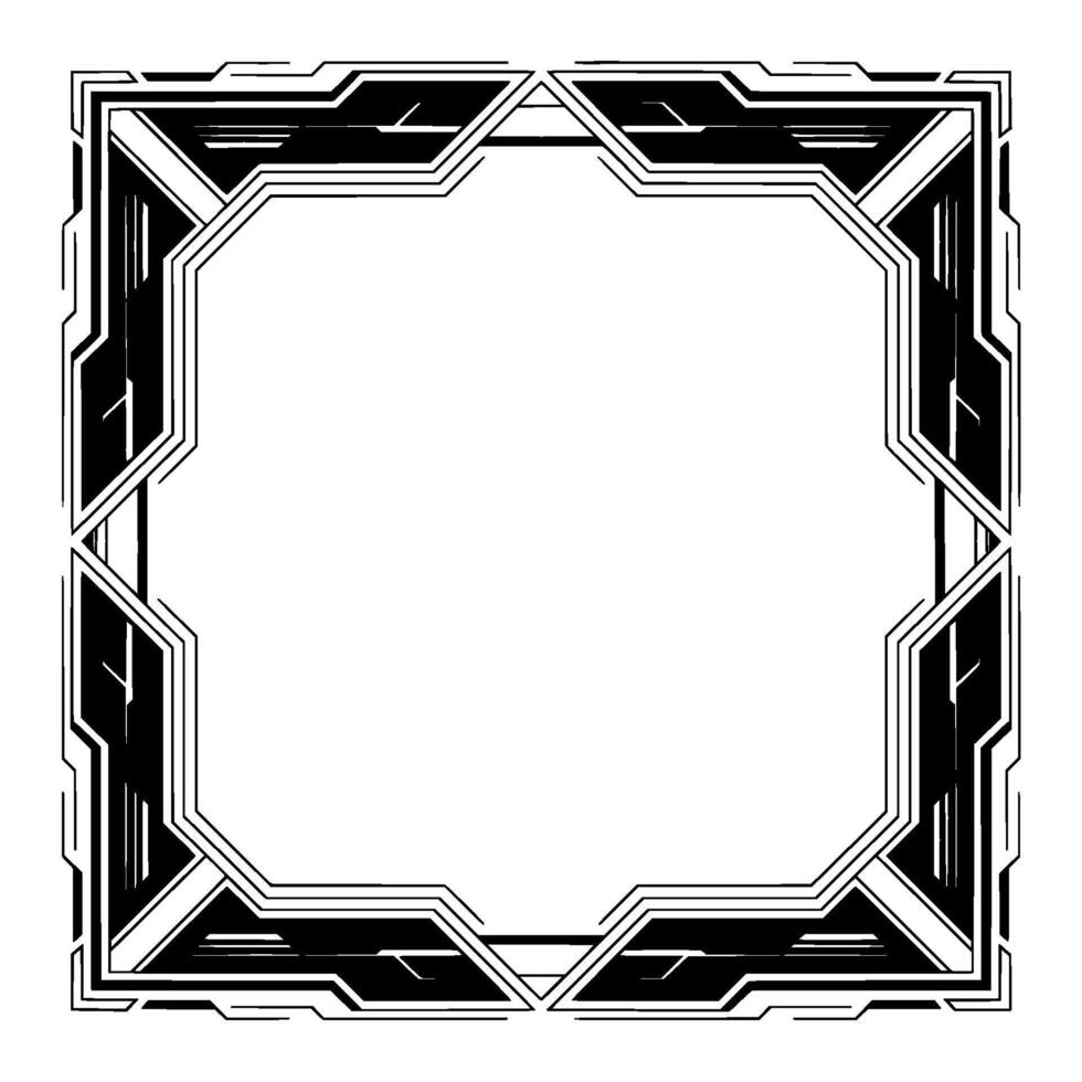 Futuristic Geometric Frame Black and White Tech Border vector