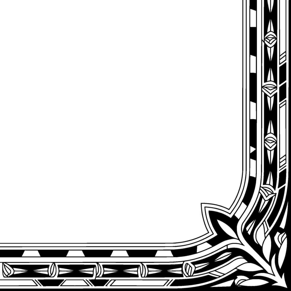 Art Deco Corner in Black White, Decorative Frame vector