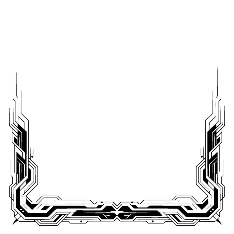 Futuristic Geometric Frame Black and White Tech Border - Technology vector