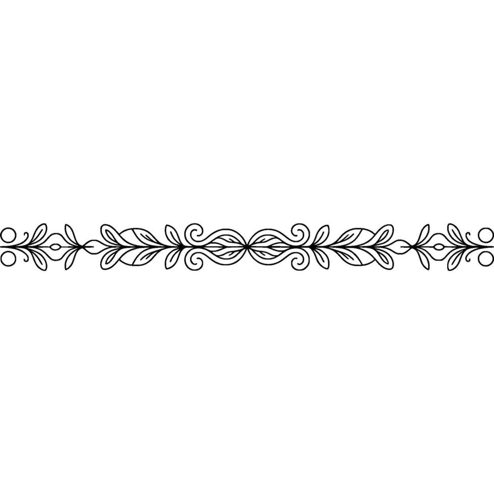 Elegant Black Floral Border Element on White Background - Leaves vector