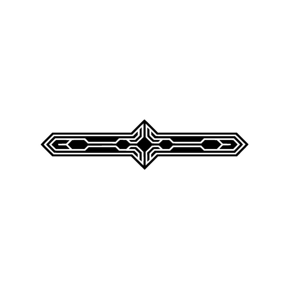 Geometric Black Line Ornament on White Modern Tech Element vector