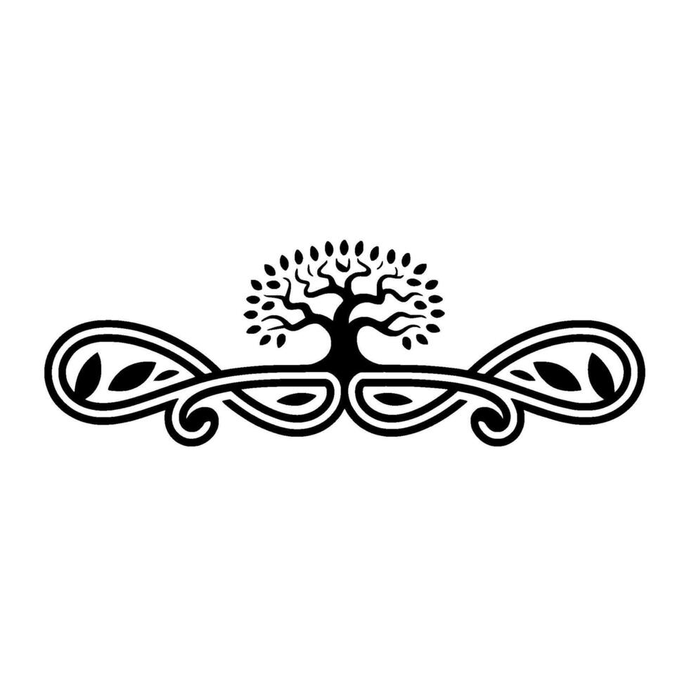 Elegant Tree of Life Ornament, Vintage vector