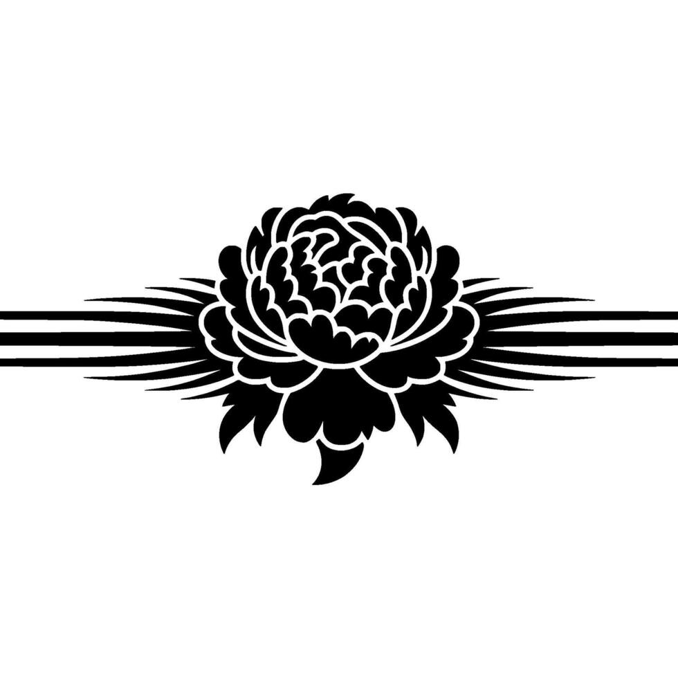Elegant Black Floral Emblem, Minimalist - Symmetrical vector