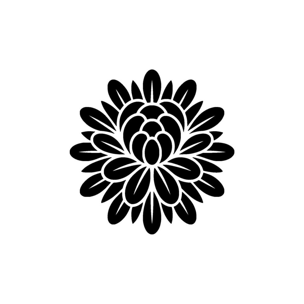 Elegant Black Floral Emblem, Minimalist - Decorative, Geometric vector