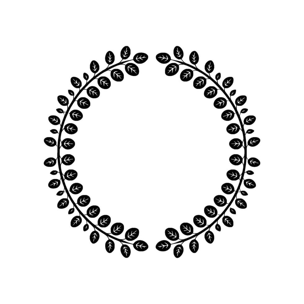 Minimalist Leaf Wreath, Elegant Border, Circular - Foliage vector