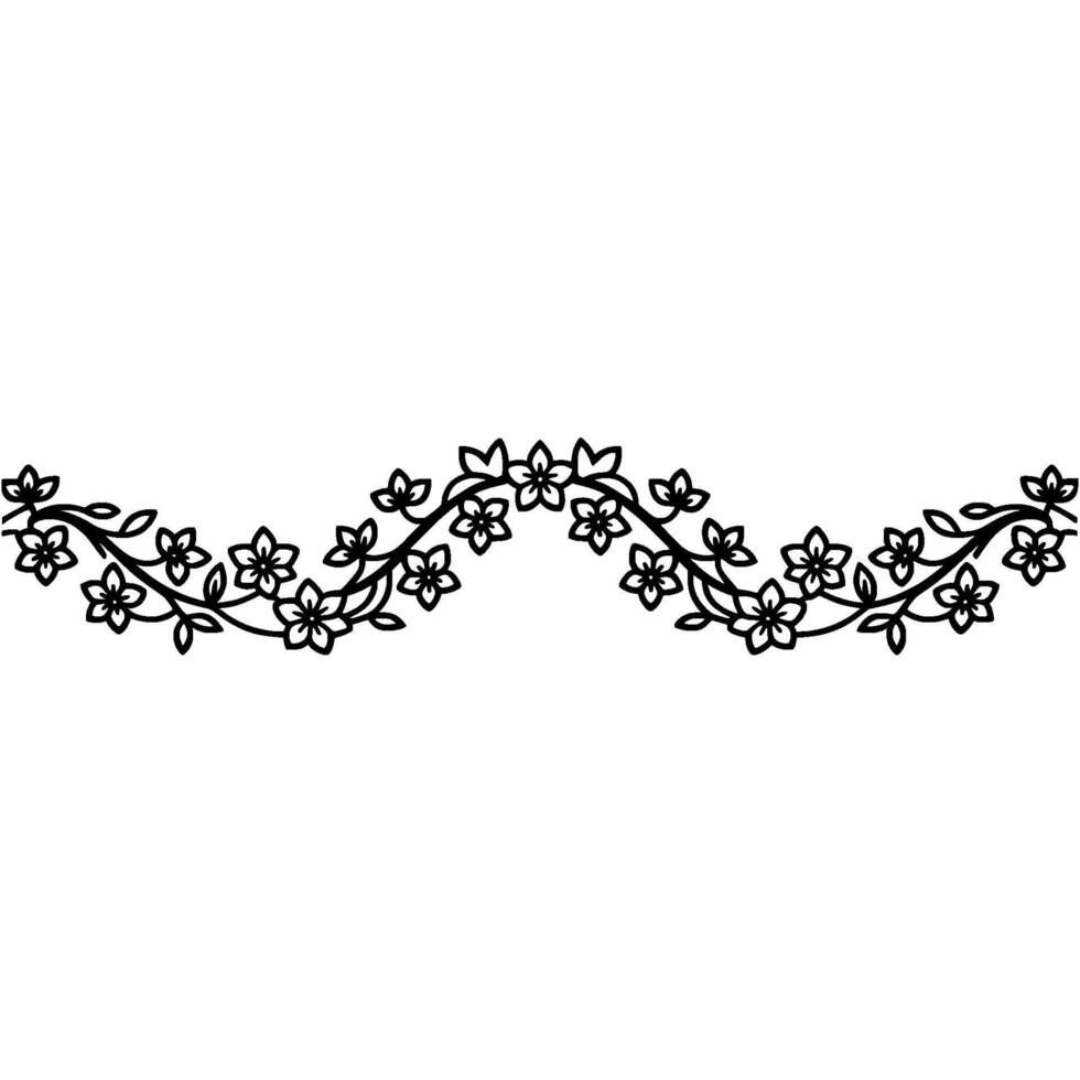Elegant Floral Border, Delicate Line Art, Vintage vector