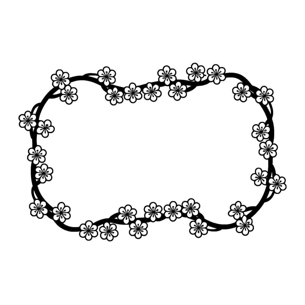 Elegant Sakura Blossom Frame, Minimalist vector