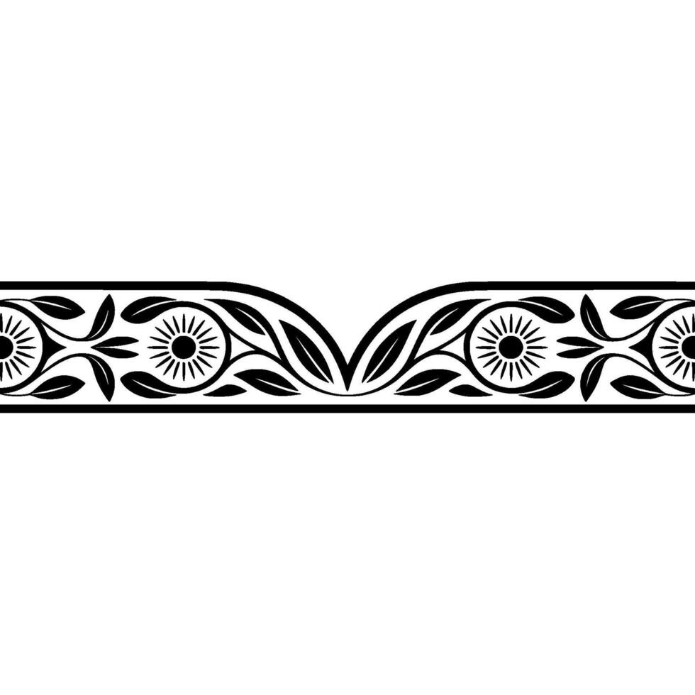 Intricate Black Floral Border, Vintage - Ornament - Stylized vector