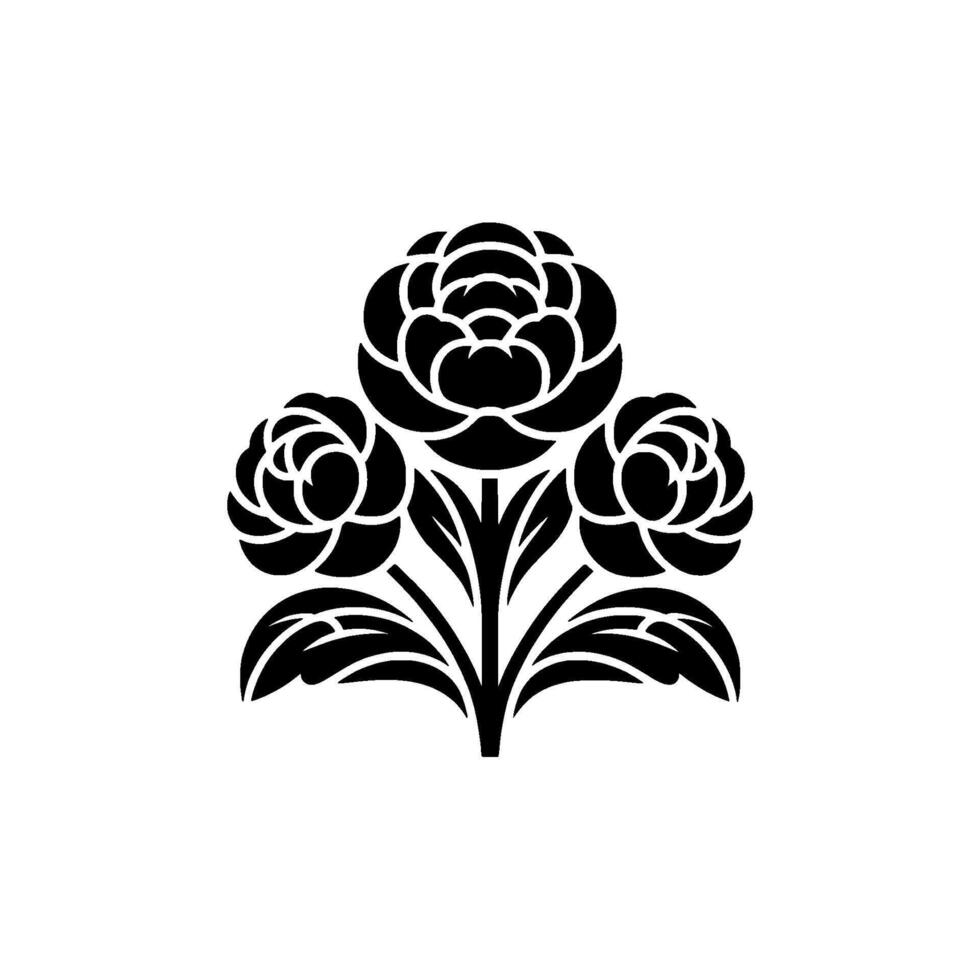 Elegant Black Floral Emblem, Decorative Blossom - Silhouette vector