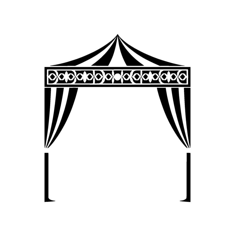 Stylized Tent Silhouette, Decorative Border, Minimalist vector