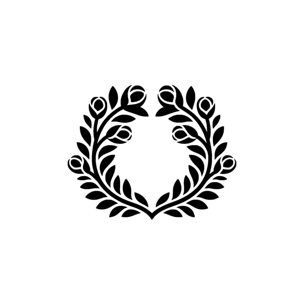 Elegant Black Laurel Wreath, Minimalist - Emblem vector