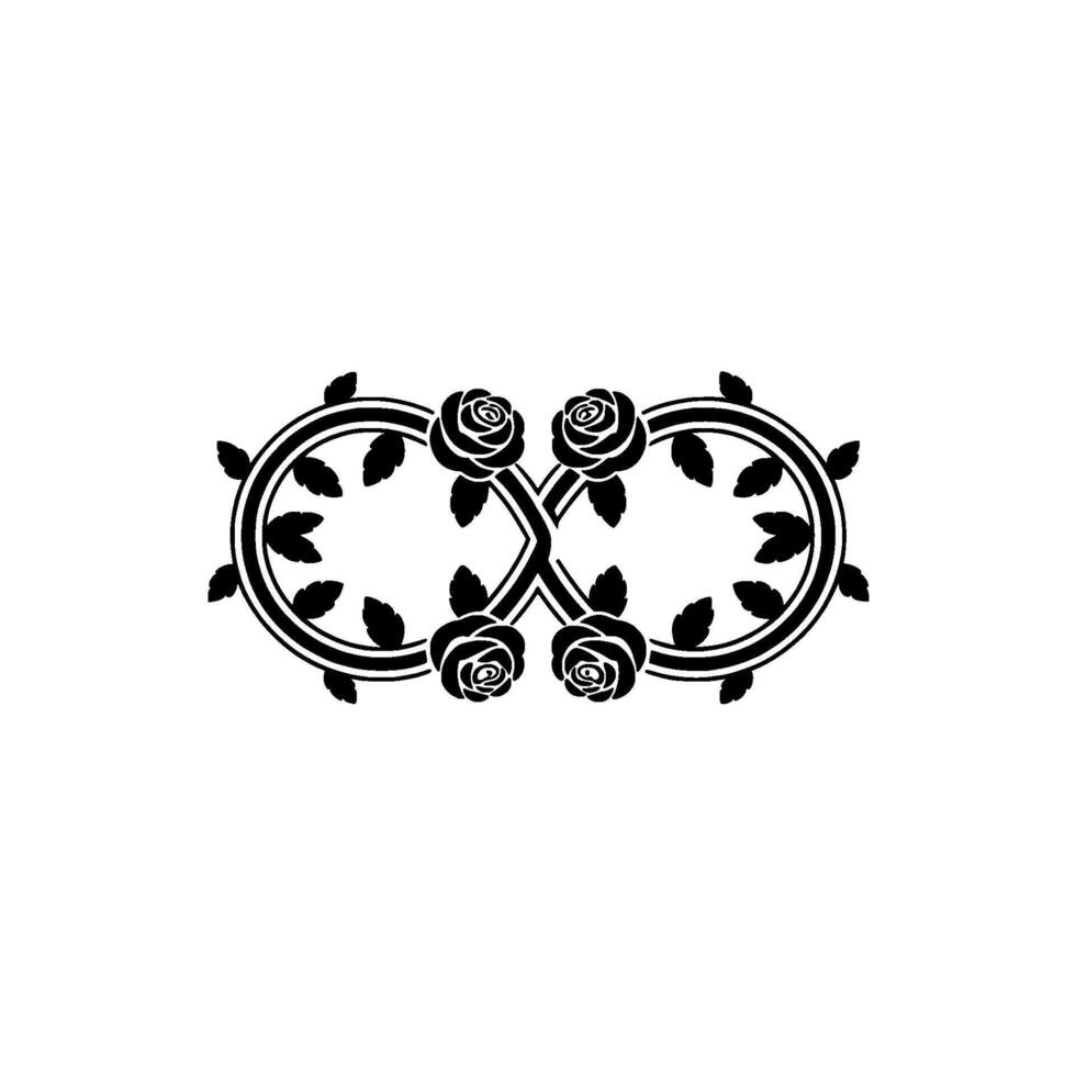 Elegant Floral Ornament, Vintage, Black White - Roses vector