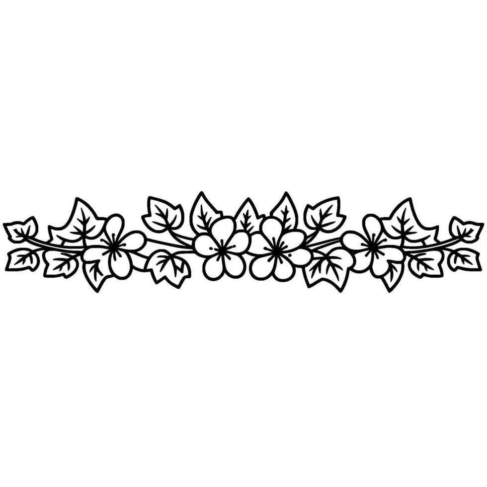 Floral Branch Border, Elegant Line Art vector