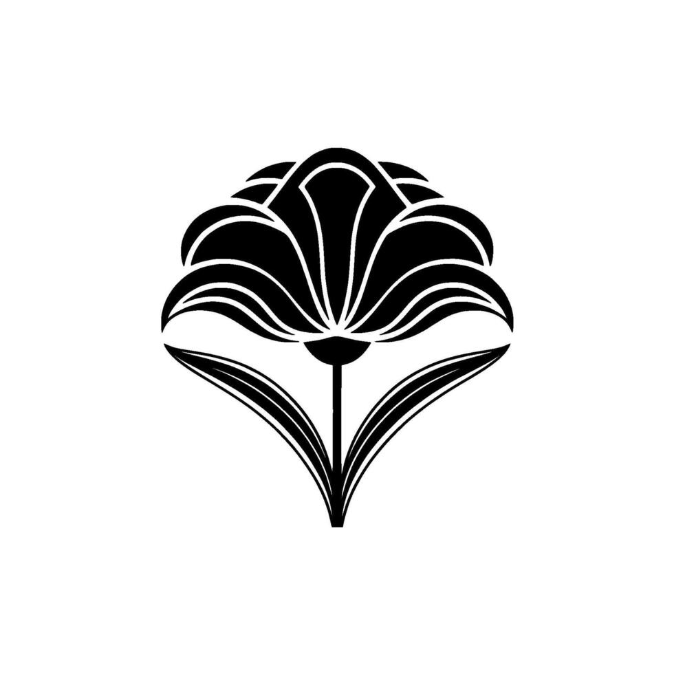 Elegant Black Floral Emblem, Minimalist - Flower, Geometric vector