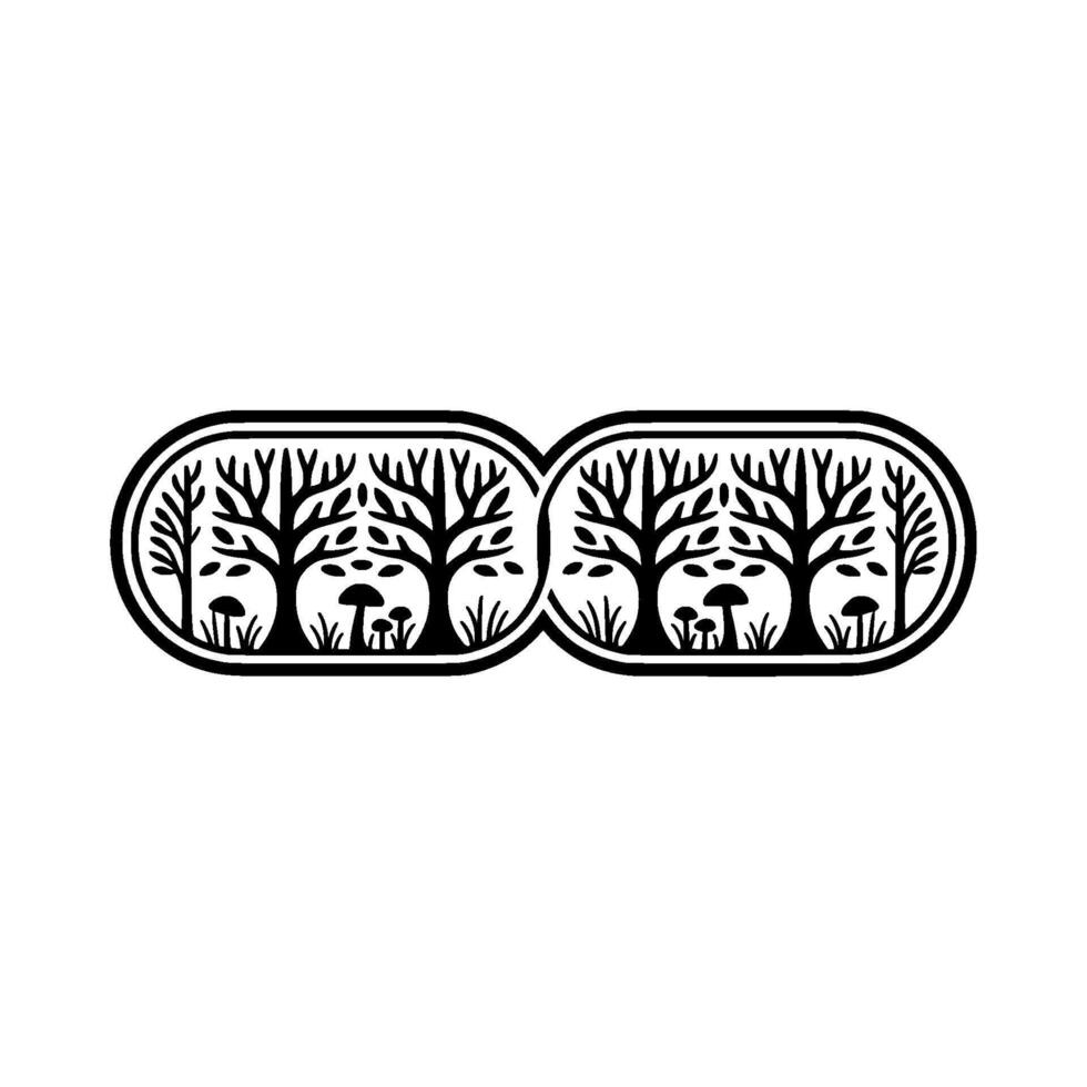 Circular Forest Emblem, Vintage Illustration, Woodland Symbol vector