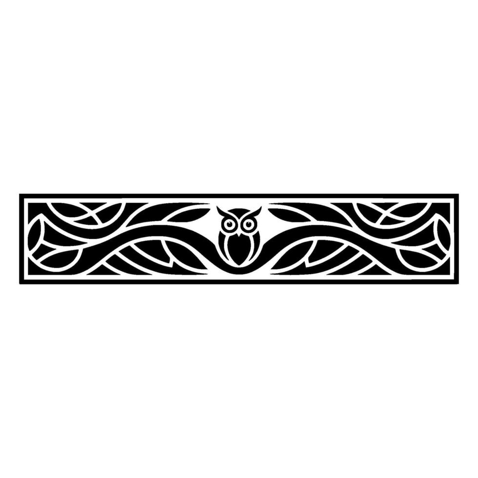 Celtic Owl Border Vintage Decorative Element vector