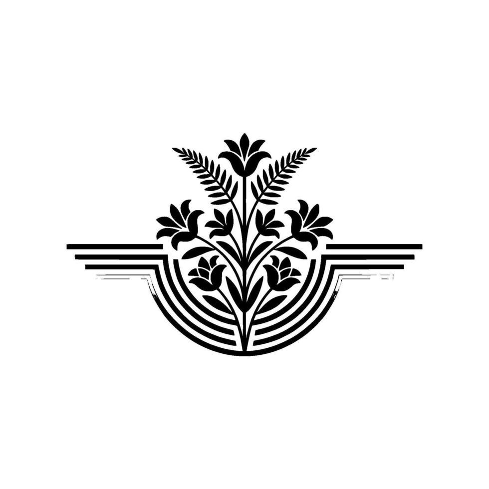 Elegant Botanical Emblem, Minimalist - Geometric - Floral vector