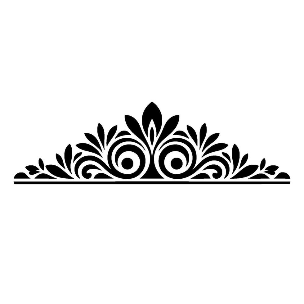 Elegant Black Floral Border, Vintage Element - Symmetry - Ornament vector