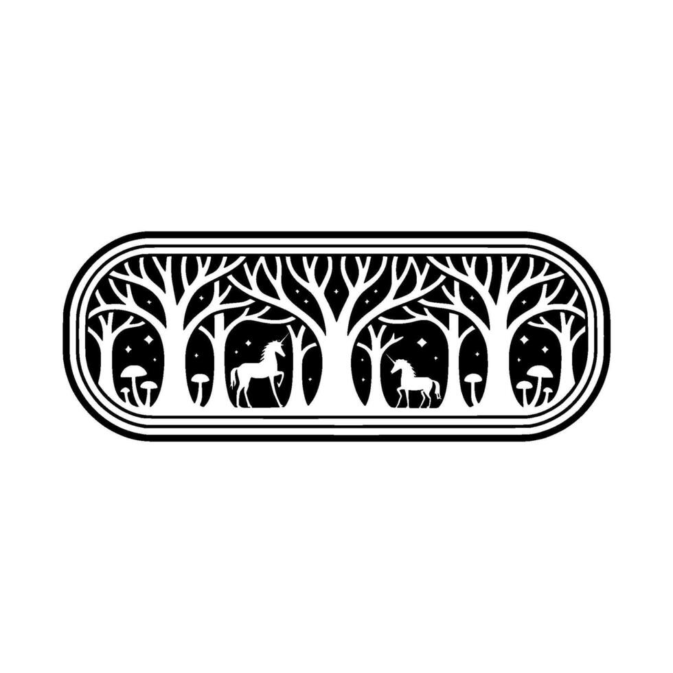 Enchanted Forest Emblem, Mythical Creatures, Celestial vector