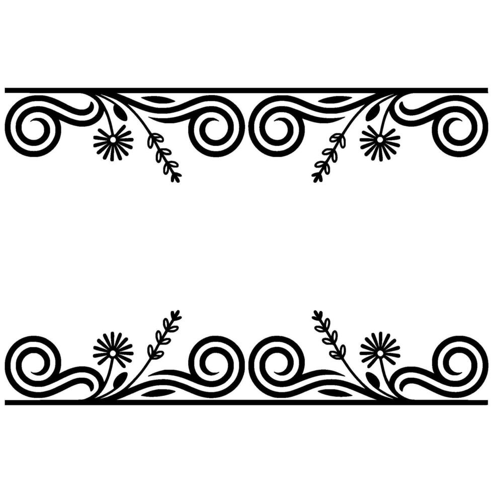 Elegant Botanical Border, Vintage Element - Lineart - Decorative vector