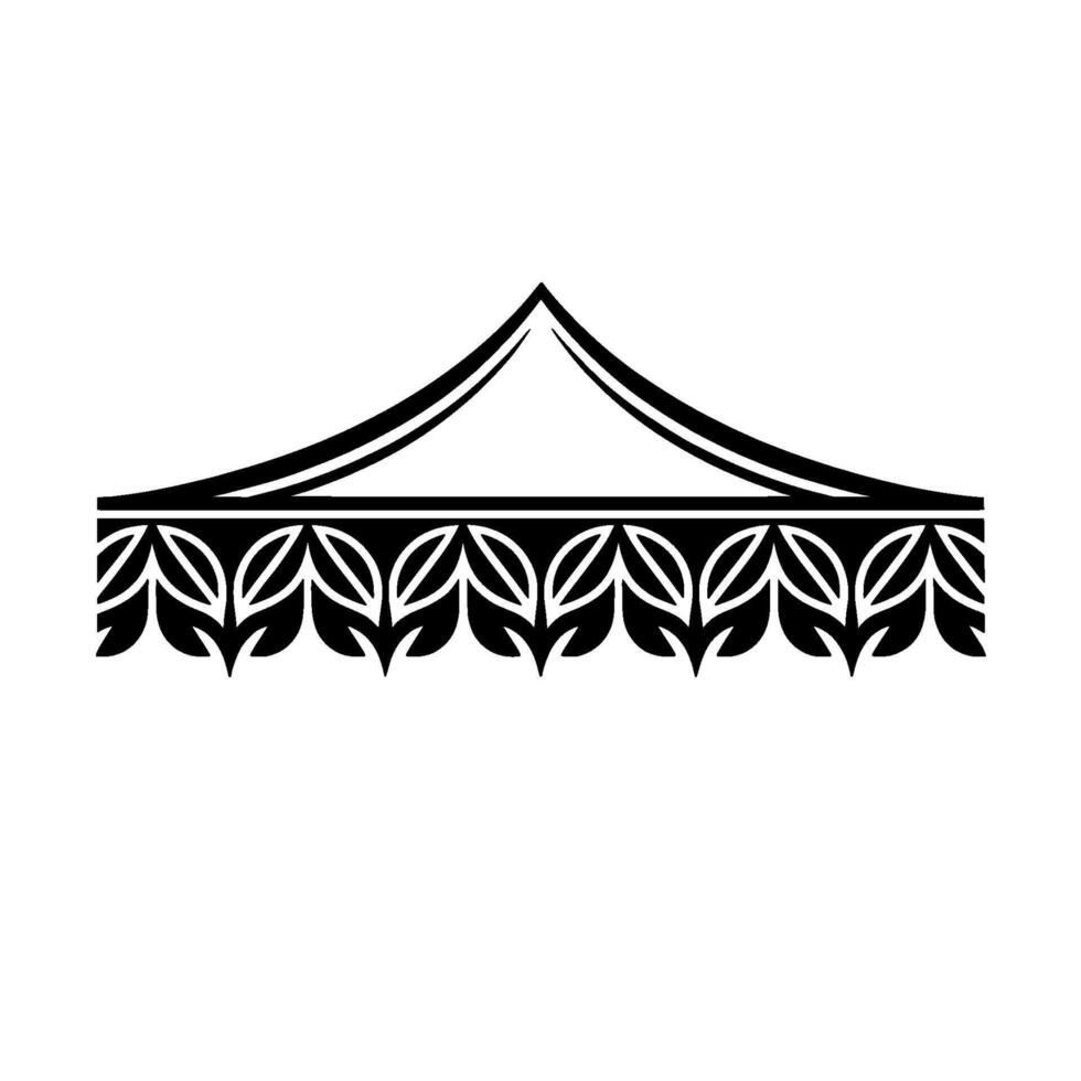Stylized Tent Canopy with Leaf Border Minimalist vector