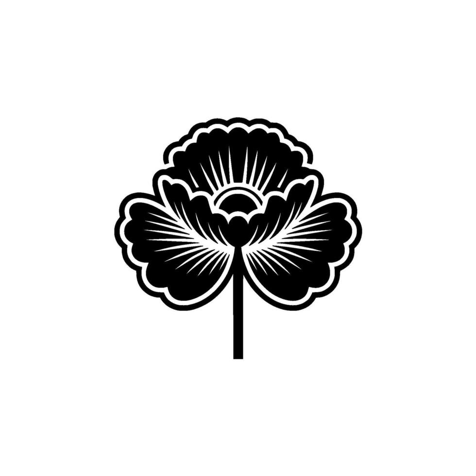 Elegant Black Floral Emblem, Minimalist - Flower, Silhouette vector