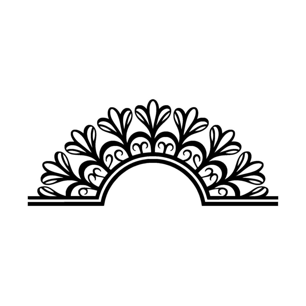 Elegant Black Floral Arch Decorative Border Element vector
