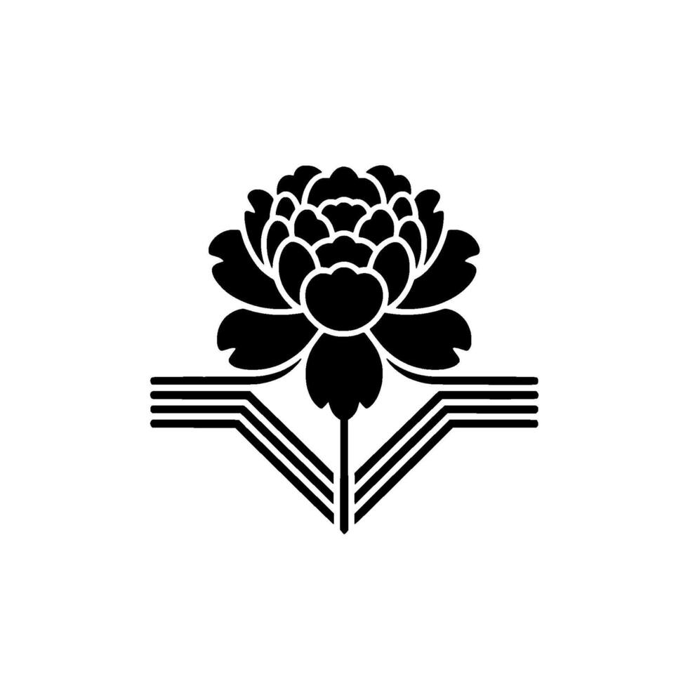 Minimalist Black Peony Emblem, Elegant Floral vector