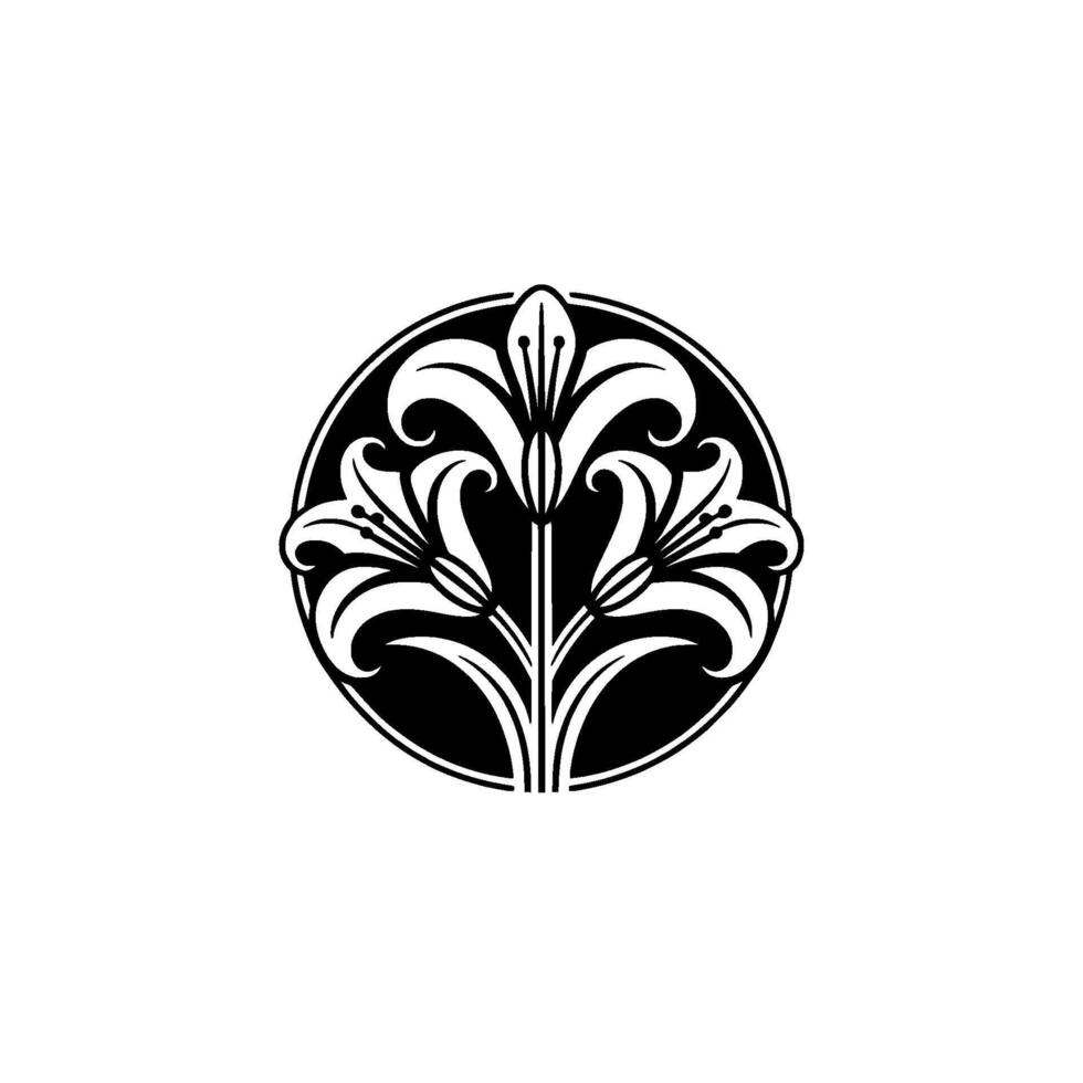 Elegant Botanical Emblem, Vintage Style - Circular vector