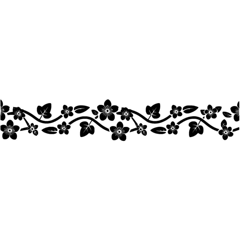 Elegant Black Floral Border, Vintage Style - Botanical vector