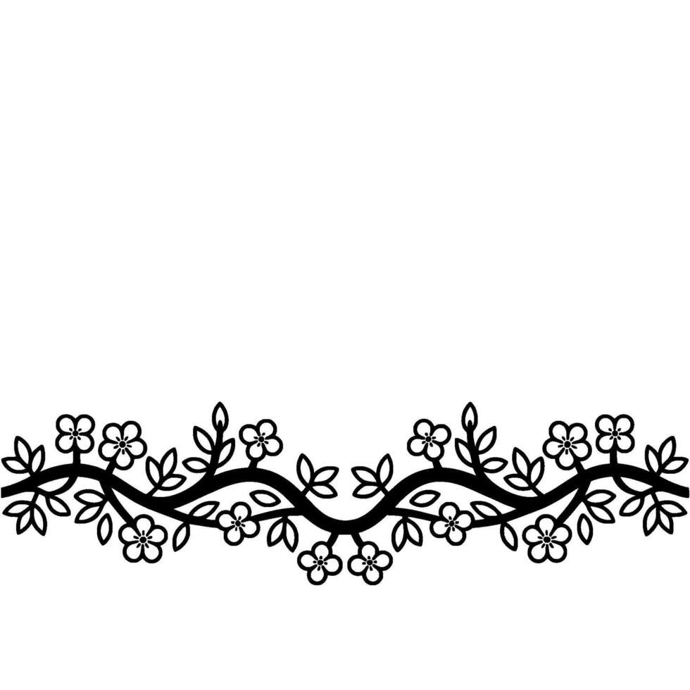 Delicate Floral Branch Border, Vintage Illustration Style - Decorative vector