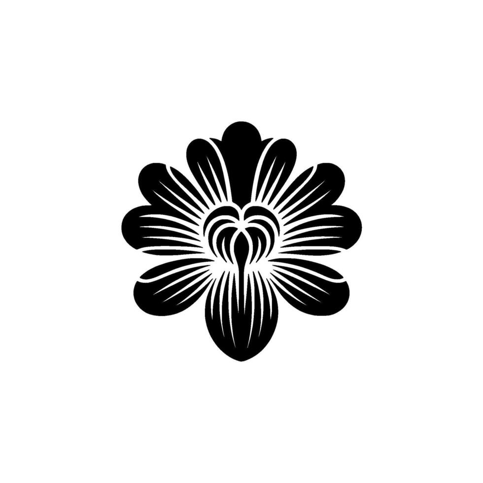 Elegant Black Floral Emblem, Minimalist - Clean vector