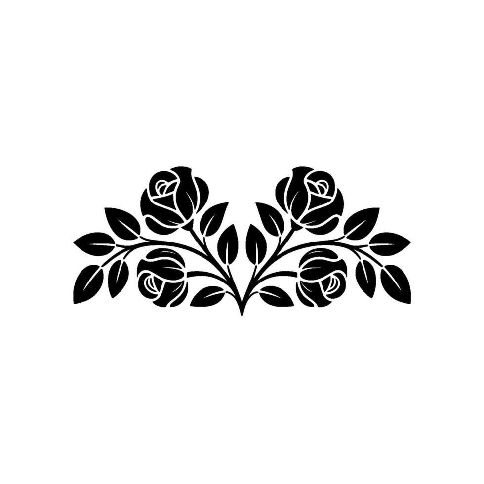 Elegant Black Rose Branch, Minimalist Floral - Roses vector