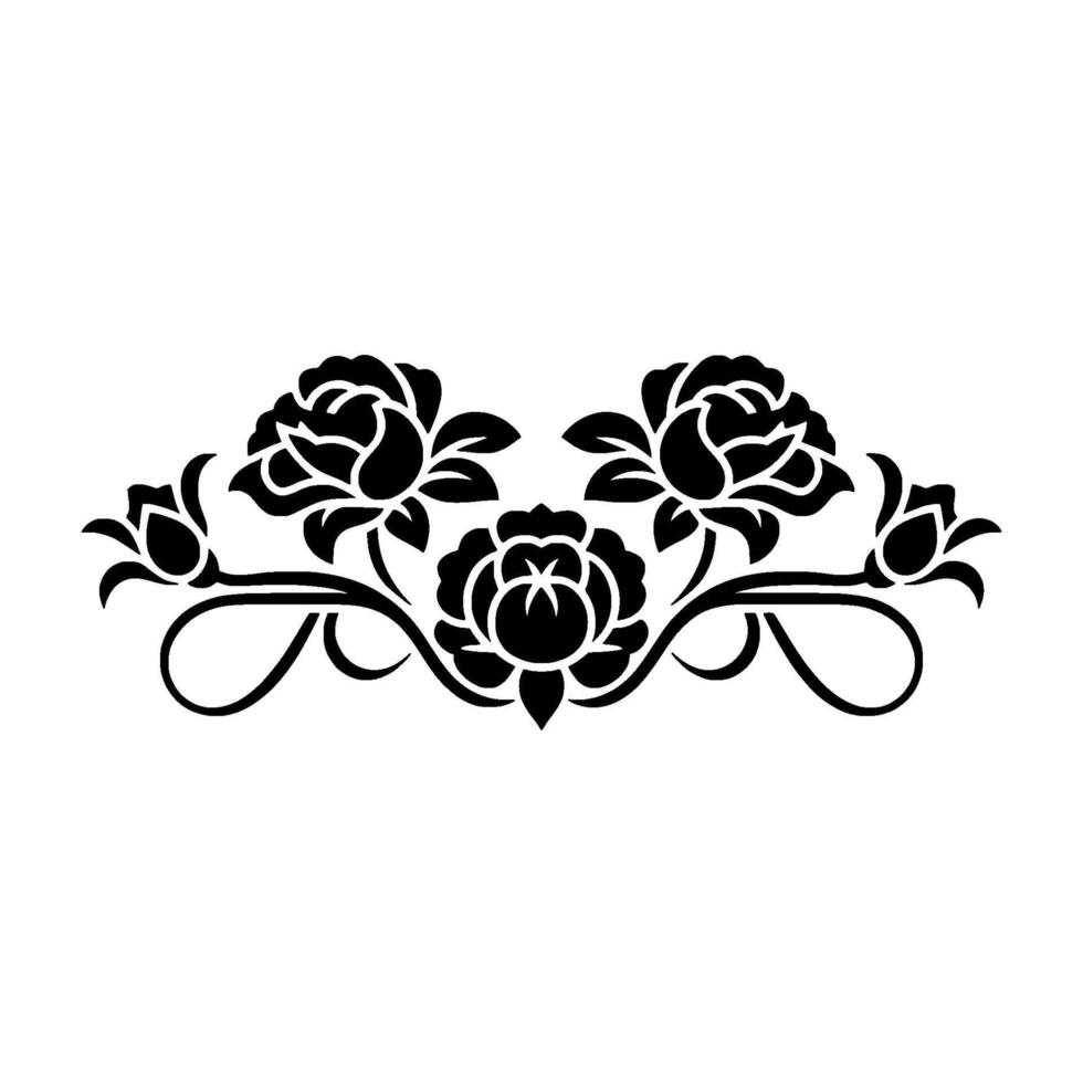 Elegant Black Rose Border, Vintage Element - Roses - Decorative vector