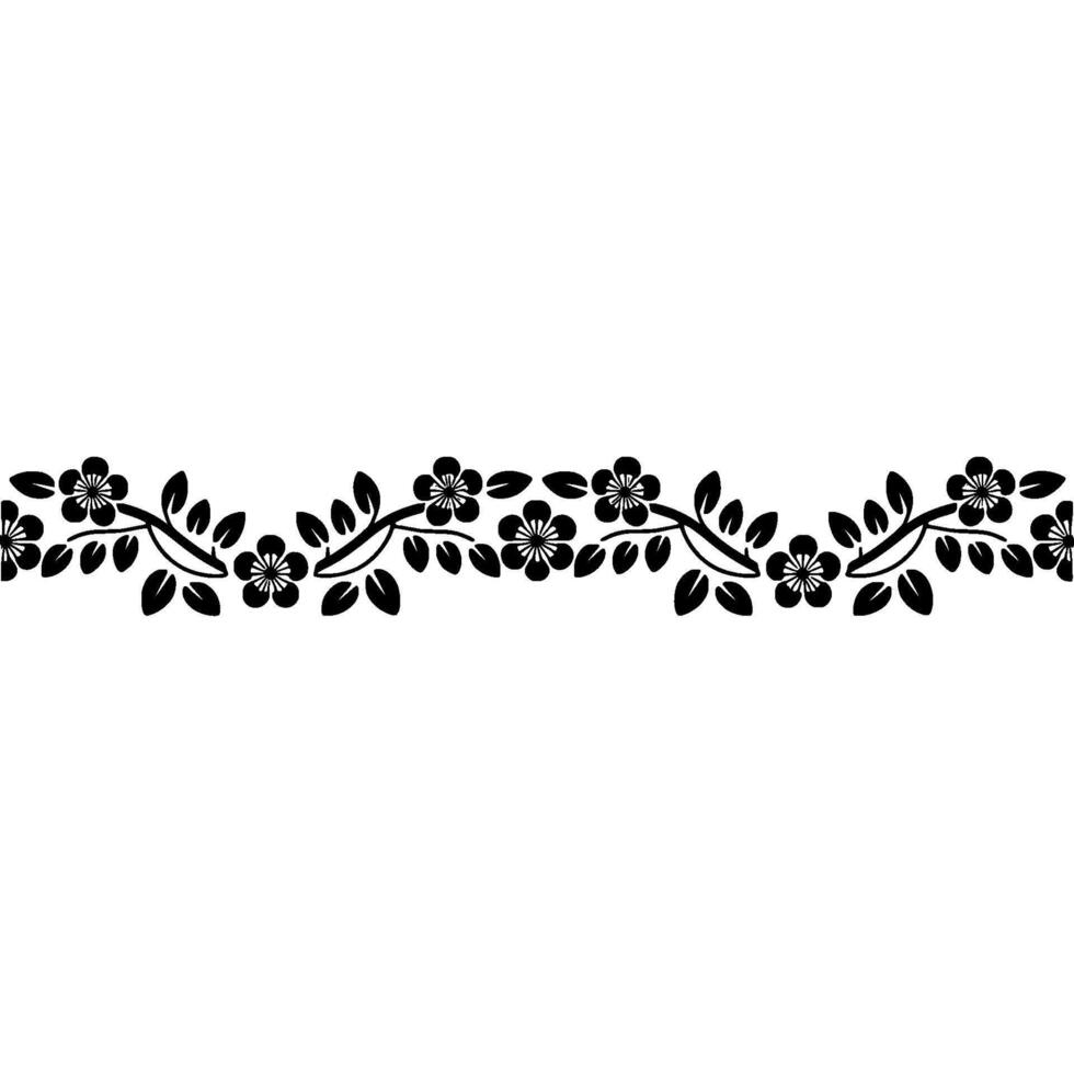 Elegant Floral Border, Vintage Botanical Illustration - Line art vector