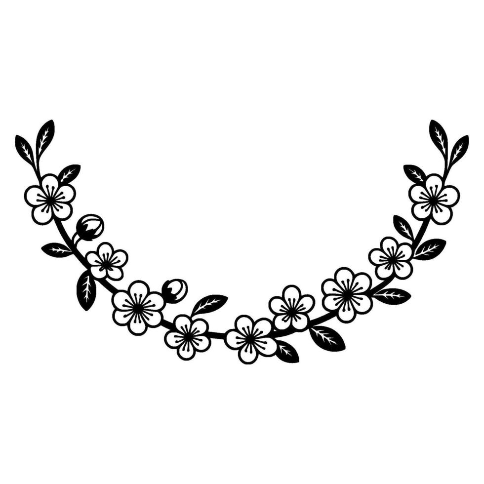 Elegant Sakura Garland, Minimalist Floral Border vector