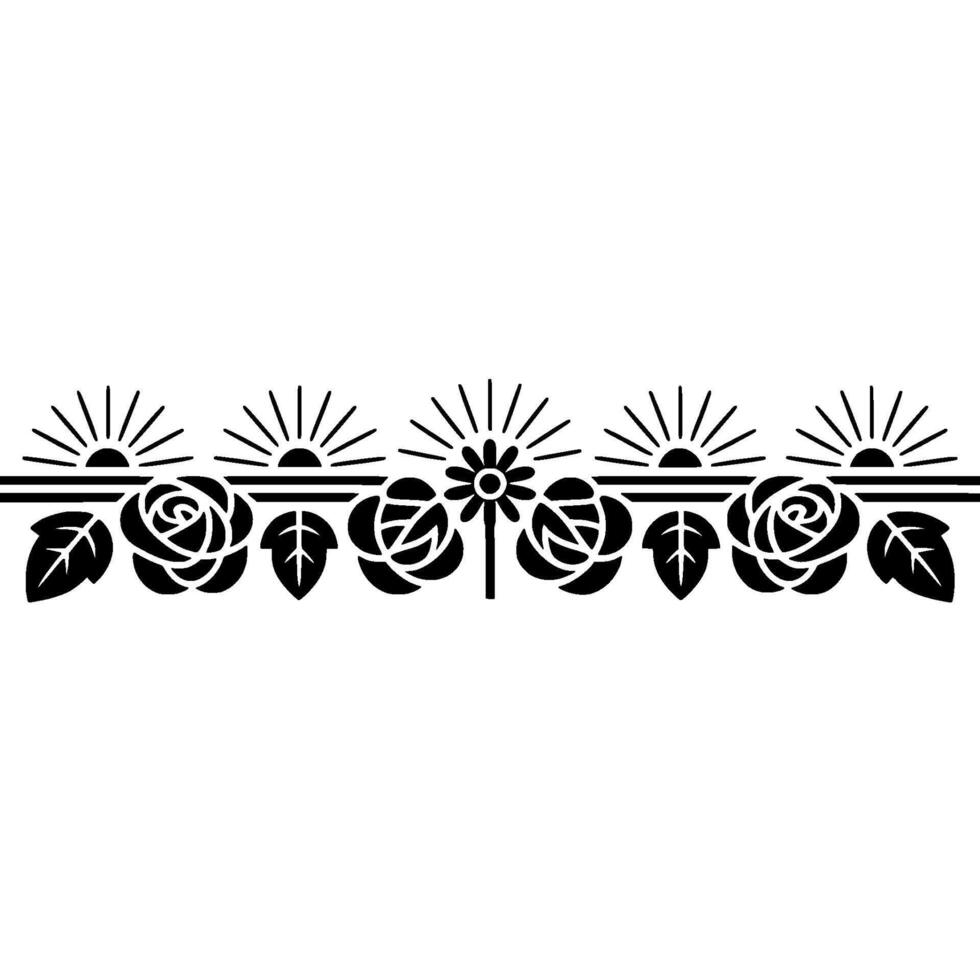 Stylized Floral Border, Art Deco Inspired - Rose vector