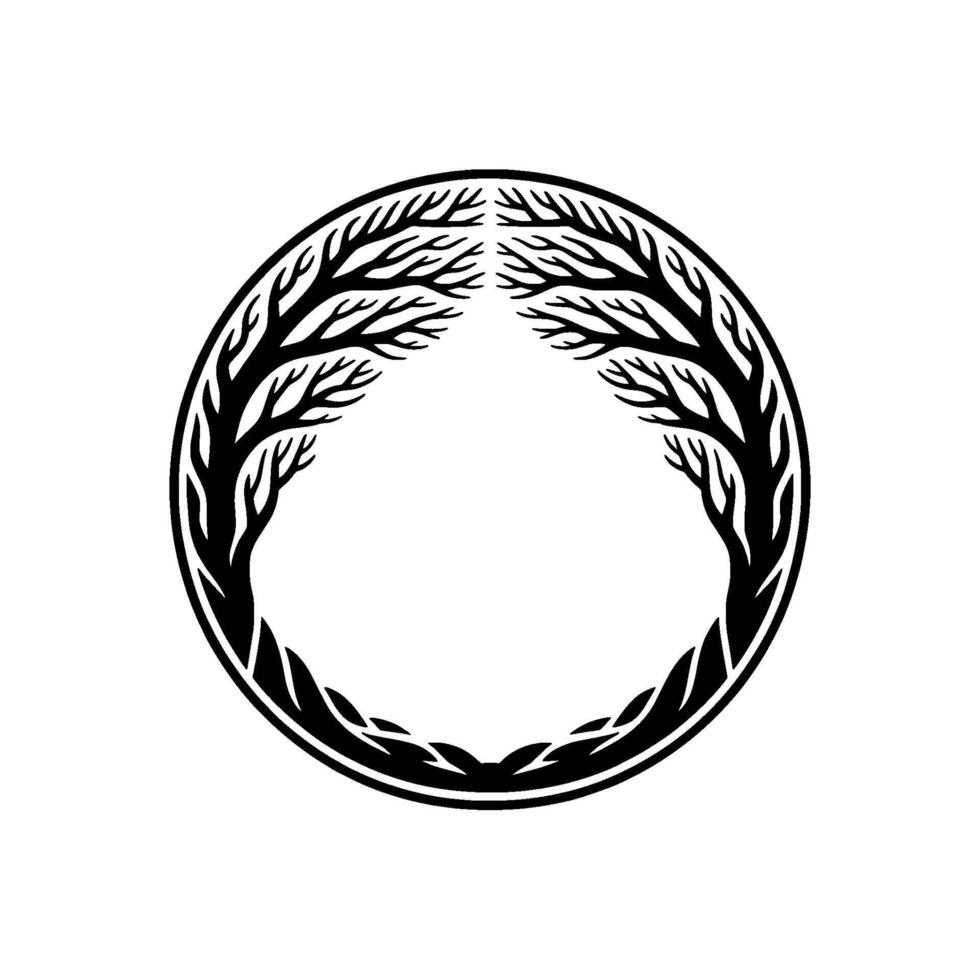 Eternal Cycle Branching Tree Symbol in Circular Frame vector