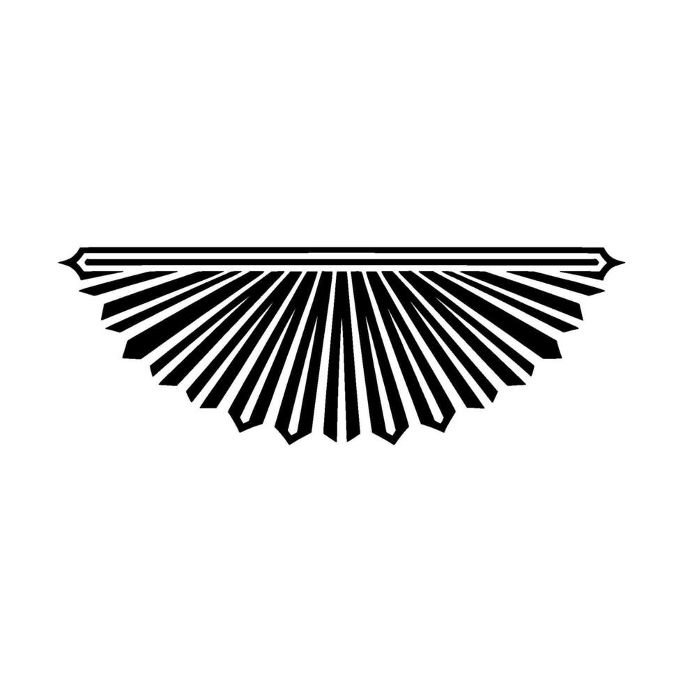 Geometric Radiance Stylized Fan Motif in Black and White - Radial vector