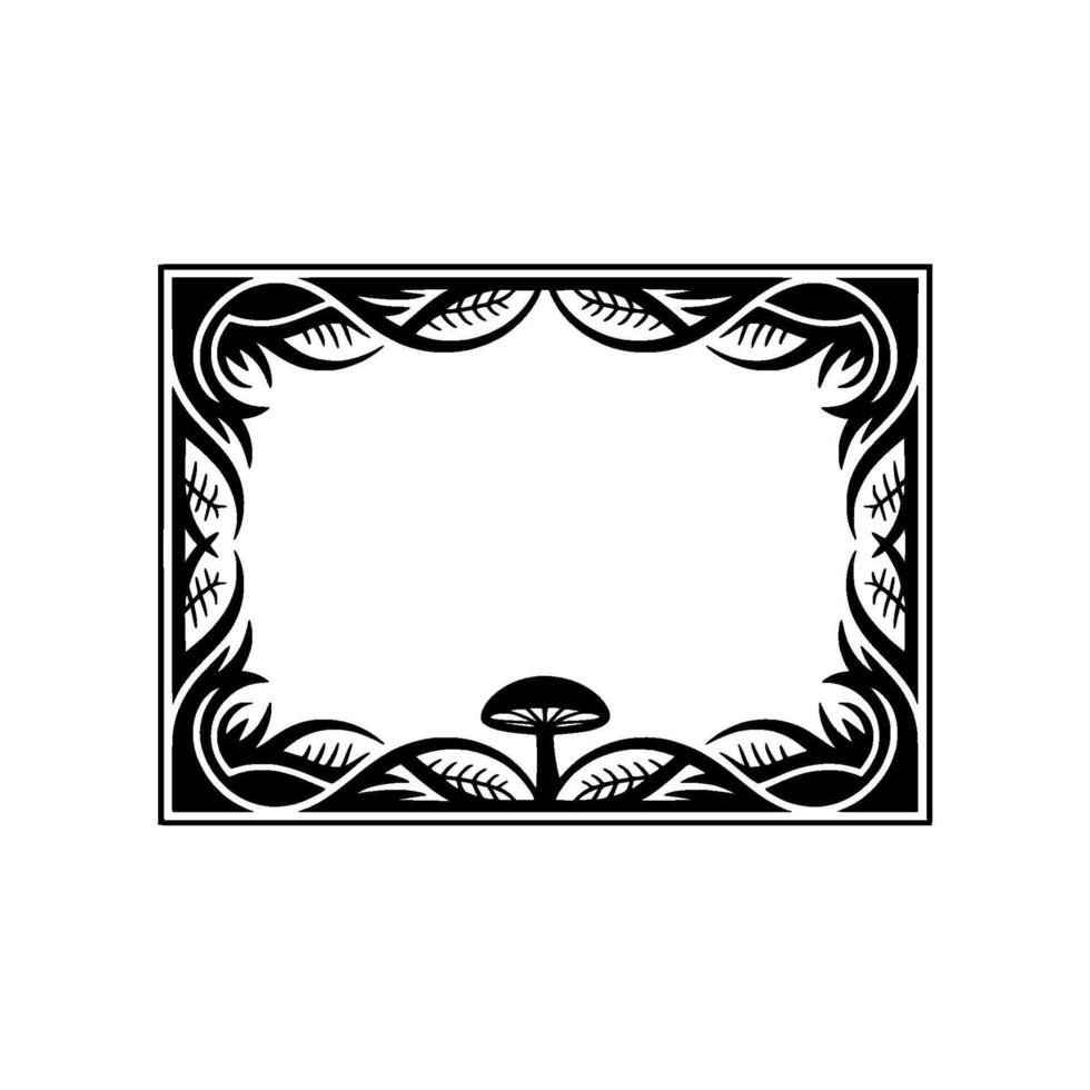 Intricate Botanical Frame, Mystical Mushroom Detail vector