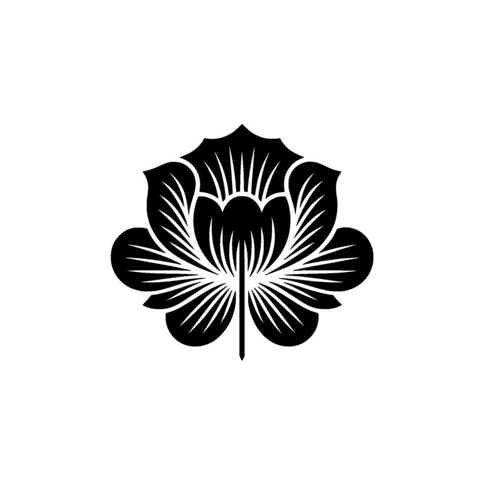 Elegant Black Lotus Silhouette, Minimalist - Monochromatic vector